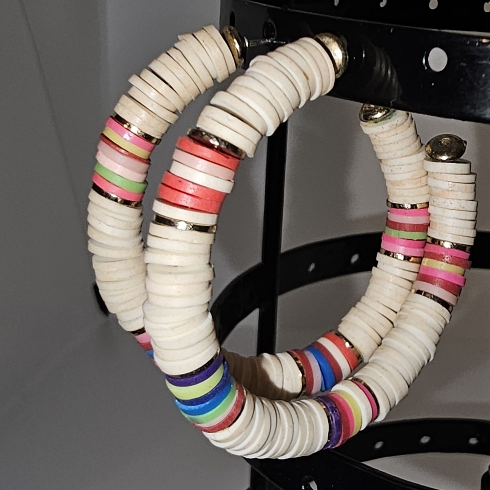 Colorful Beaded Hoop Earrings